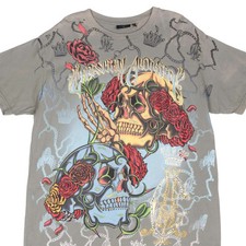 CAMISETA VINTAGE CHRISTIAN AUDIGIER STRASS CAVEIRA ANOS 2000 GG fabricada nos EUA, usado comprar usado  Enviando para Brazil