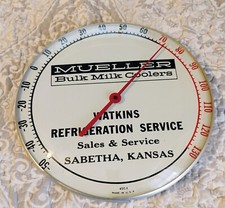 RARO Vintage MUELLER MILK COOLERS "Pam-Style" TERMÔMETRO... Sabetha, Kansas comprar usado  Enviando para Brazil