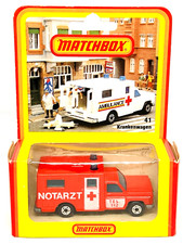 Matchbox Lesney Superfast 41 Ambulance raro vermelho edição alemã "Notarzt" na caixa! comprar usado  Enviando para Brazil