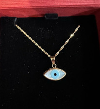 Usado, Pingente grego Evil Eye Kako Mati 14K - 18 polegadas corrente de elos torcidos comprar usado  Enviando para Brazil