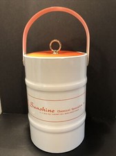 Balde de gelo de vinil vintage laranja e branco alça de tampa MCM grande sol químico comprar usado  Enviando para Brazil