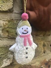 Snowman christmas embroidered for sale  LONDON