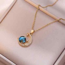 Colar vintage meia lua diamante titânio-aço comprar usado  Enviando para Brazil