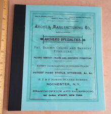 Archer Manufacturing Co (1885) BARBER CHAIRS + Equip CATALOG Barbershop antiques comprar usado  Enviando para Brazil