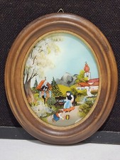 Pintura al revés enmarcada rusa de colección sobre escena de iglesia de vidrio campesinos FIRMADA segunda mano  Embacar hacia Mexico