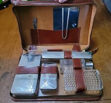 Kit de aseo de viaje para hombre con accesorios de metal estuche de cuero vintage Stanley bonito segunda mano  Embacar hacia Mexico