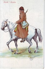 Usado, Cartão postal da Primeira Guerra Mundial Kozak e LITOGRAFIA ORIGINAL/selo de tinta vermelha Dragoon Elite Troop 1916 comprar usado  Enviando para Brazil