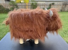Banqueta Dillis Highland Cow Footstool Faux Furry Ox Otomana Ferrugem Laranja Engraçada 21”, usado comprar usado  Enviando para Brazil