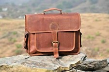 Bolsa de mão de couro natural para laptop carteiro empresarial pasta de ombro marrom comprar usado  Enviando para Brazil