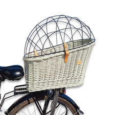 Używany, Wiklinowy kosz na rower na bagażnik dla psa Transporter na bagażnik Oliwkowy XL na sprzedaż  PL
