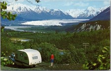 Cartão postal MATANUSKA GLACIER ALASKA "milha 105 na estrada Glen" trailer acampamento, usado comprar usado  Enviando para Brazil