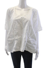 Blusa feminina tulipa algodão manga curta gola redonda franzida branca tamanho G comprar usado  Enviando para Brazil