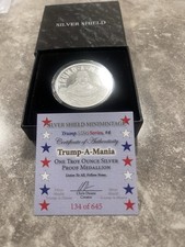 Moeda redonda prata pura 2024 escudo TRUMP-A-MANIA 1 oz .999 134 de 645 comprar usado  Enviando para Brazil
