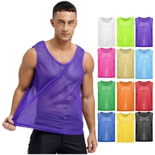 Colete regata masculino de malha transparente sem mangas rede de pesca musculosa camiseta clubwear comprar usado  Enviando para Brazil