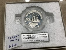 Medalha à prova de prata esterlina The American Clipper Ships *embalagem original limpa*, usado comprar usado  Enviando para Brazil