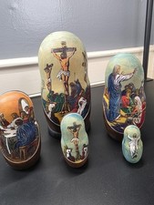 Conjunto de 5 bonecas russas de aninhamento Matrioska Vida de Cristo, religiosas assinadas comprar usado  Enviando para Brazil