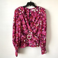 Blusa Rebecca Vallance Bramble floral crepe seda detalhe joia rosa EUA 10 comprar usado  Enviando para Brazil