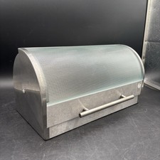 Antiga caixa de pão Oggi de aço inoxidável topo de rolo com tampa de vidro temperado comprar usado Antiga caixa de pão Oggi de aço inoxidável topo de rolo com tampa de vidro temperado comprar usado  Enviando para Brazil