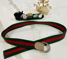 Cinto unissex GUCCI Web Camba listra verde vermelho prata hardware Gucci fivela 90-36 comprar usado  Enviando para Brazil