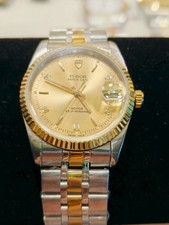 Relógio masculino automático Tudor Prince data dia 74033 mostrador dourado diamante 36 mm comprar usado  Enviando para Brazil