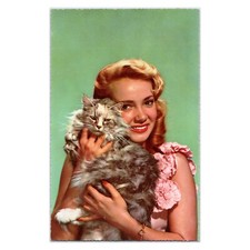 Cartão postal italiano antigo - Glamour dos anos 1950 - Maine Coon menina loira comprar usado  Enviando para Brazil