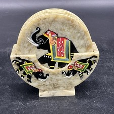 "6 posavasos de piedra pintados a mano con soporte de 3 1/4"" con" segunda mano  Embacar hacia Mexico