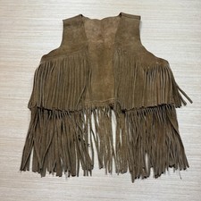 Colete de couro vintage camurça infantil juvenil tamanho 12 franja de rodeio vaqueira ocidental comprar usado  Enviando para Brazil