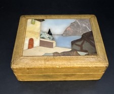 Vintage ITALIANO Meados do Século Mosaico PIETRA DURA Caixa de Pedra e Couro Forrada de Madeira comprar usado Vintage ITALIANO Meados do Século Mosaico PIETRA DURA Caixa de Pedra e Couro Forrada de Madeira comprar usado  Enviando para Brazil