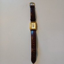 Antigo 1996 Guess Relógio Feminino Tom Dourado Mostrador Retangular Pulseira Marrom Japão Movt comprar usado  Enviando para Brazil