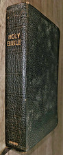 Vtg black Morocco leather Holy Bible, Brevier 16mo Clarendon Text, ca. 1947 comprar usado  Enviando para Brazil