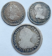 Moedas da América Central + Latina - 18º a 19º C. - (2) 1/2 + 1 real - (3)., usado comprar usado  Enviando para Brazil