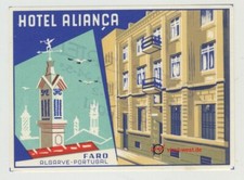 Hotel Alianca - Faro / Portugal (Vintage Luggage Label) comprar usado  Enviando para Brazil