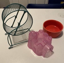 Conjunto de roda de malha de arame para hamster, casa e tigela de água/comida. Acessórios para hamsters comprar usado  Enviando para Brazil