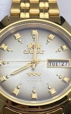 Relógio masculino Orient 37mm WR automático tom dourado data do dia aço inoxidável, novo com etiquetas 235g comprar usado  Enviando para Brazil
