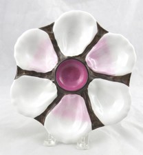 Antiguo plato de ostras de porcelana francesa 9-1/4" pintado a mano varios disponibles segunda mano  Embacar hacia Mexico