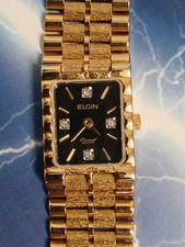Usado, Antigo Relógio Feminino Elgin Diamante Tom Dourado Mostrador Preto 6,25" Nova Bateria Funciona Ótimo comprar usado  Enviando para Brazil