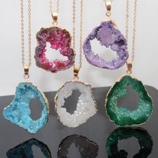 5 piezas Collar Colgante Colgante de Piedra Colgante Colgante Colgante de Piedra Ágata Drusa Natural Mezclado segunda mano  Embacar hacia Mexico