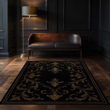 Tapete barroco, tapete de decoração gótica, tapete de assoalho de ouro preto, tapete de sala elegante, pergaminho comprar usado  Enviando para Brazil
