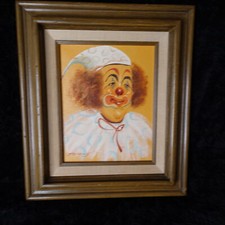 Pintura vintage em tela emoldurada palhaço de circo arte original artista assinado , usado comprar usado  Enviando para Brazil