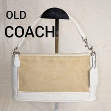 Bolsa de acessórios Coach lona couro bege branco antiga comprar usado  Enviando para Brazil