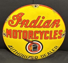Placa cúpula porcelana bomba gasolina óleo revendedor autorizado motocicletas indianas 12” comprar usado  Enviando para Brazil