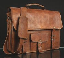 Bolsa para laptop masculina genuína vintage couro marrom carteiro pasta de ombro, usado comprar usado  Enviando para Brazil