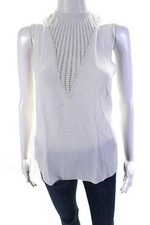Blusa ALC feminina crepe crochê gola V sem mangas com zíper branca tamanho 4 comprar usado  Enviando para Brazil