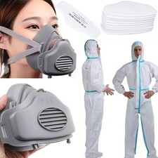 Kombinezon malarski ochronny 185cm - z taśmą + Ochronna maska + 10x filtr do mas na sprzedaż Kombinezon malarski ochronny 185cm - z taśmą + Ochronna maska + 10x filtr do mas na sprzedaż  PL