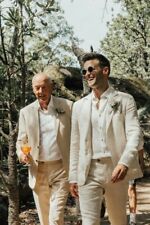 Terno de linho masculino bege verão praia casual festa formatura noivo smoking terno de casamento, usado comprar usado  Enviando para Brazil