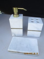 Conjunto de acessórios de banheiro de mármore 3 peças - Suporte para escova de dentes, dispensador de sabão e prato comprar usado  Enviando para Brazil
