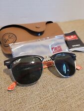 GAFAS DE SOL RAY BAN CLUBMASTER RB 3016 UNISEX NEGRO SOBRE PLATA ROJO LOGOTIPO INTERIOR segunda mano  Embacar hacia Argentina