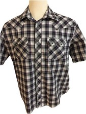 Camisa masculina Wrangler xadrez vermelha Snap curta Sl S/S 2 bolsos etiqueta mistura de algodão - GG comprar usado  Enviando para Brazil
