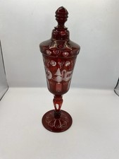 Bohemian etched ruby for sale  COLCHESTER