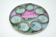 Usado, Vintage Fino Pintada a Mano Vidrio & Hierro Bandeja Con Posavasos, Coleccionable comprar usado  Enviando para Brazil